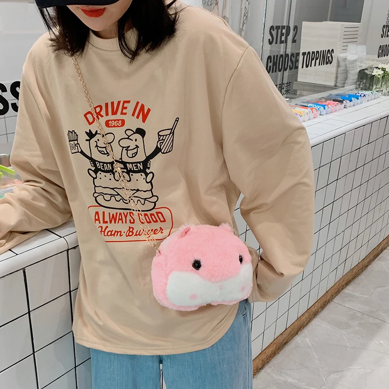 Плюшевая сумка-кошелек милая мультяшная сумка через плечо с цепочкой для детских