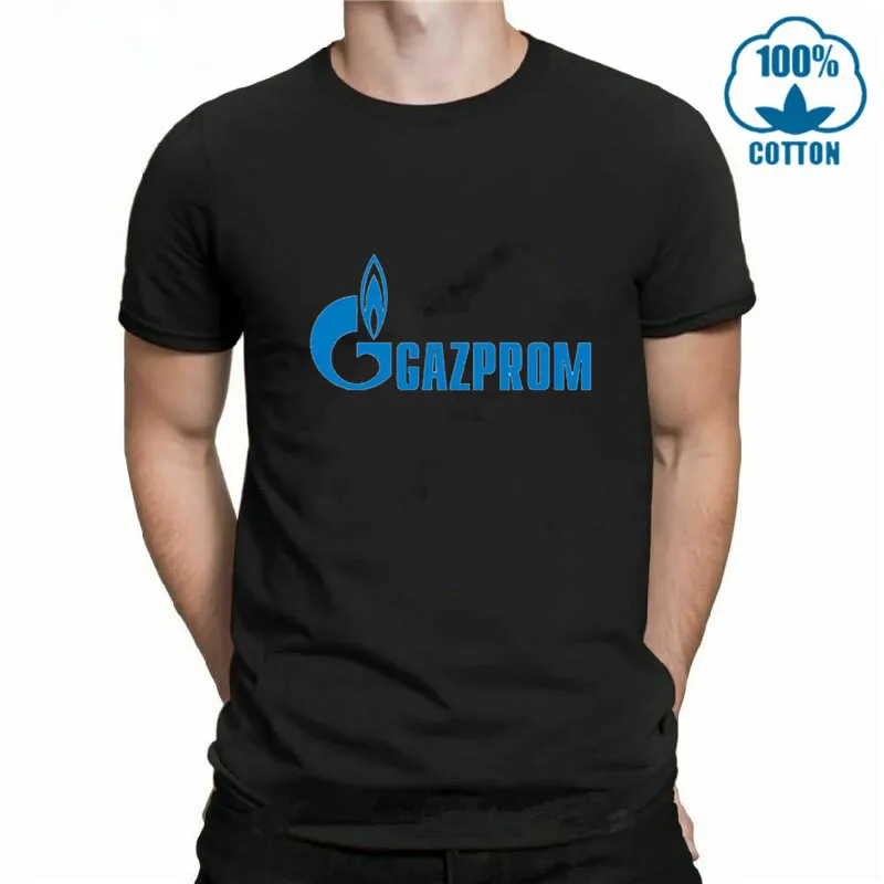 Логотип Газпрома Владимир Путин русская Россия мужская белая футболка новые