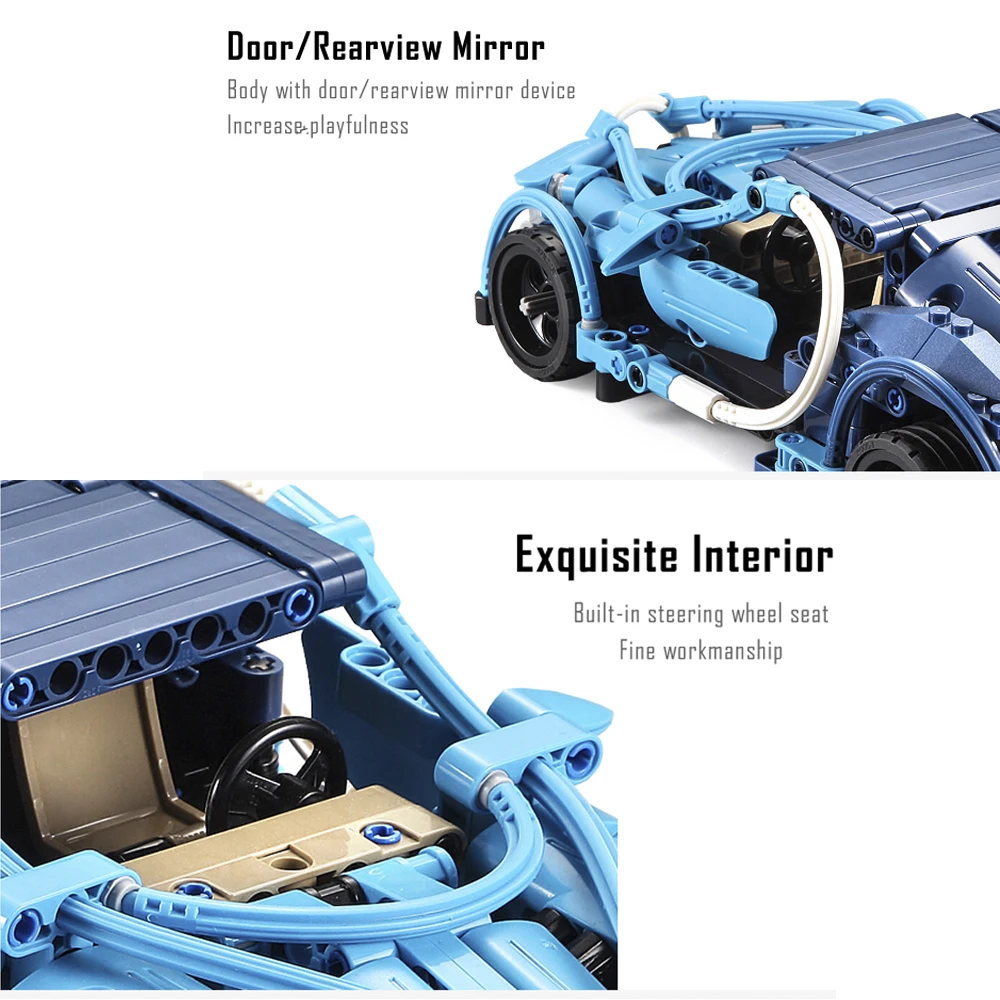 

CADA Bricks Bugatti Sports Racing Cars DIY Model 6 In 1 509Pcs Building Blocks,City Technic Clockwork Pull Back Vehicle Kids Toy