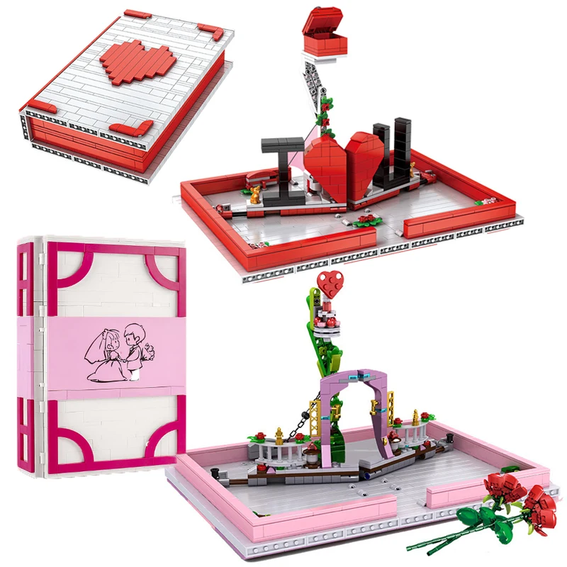 

New Romantic Love Proposal Book Valentine's Day Girl Creative Gift Assembled Building Block Toy Model