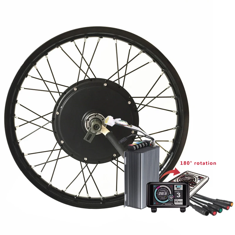 

Programmable TFT Color Display QS V3 Ebike 72v 5kw Rear Wheel Electric Bicycle Motor Kit 72V 5000W Electric Bike Conversion Kit