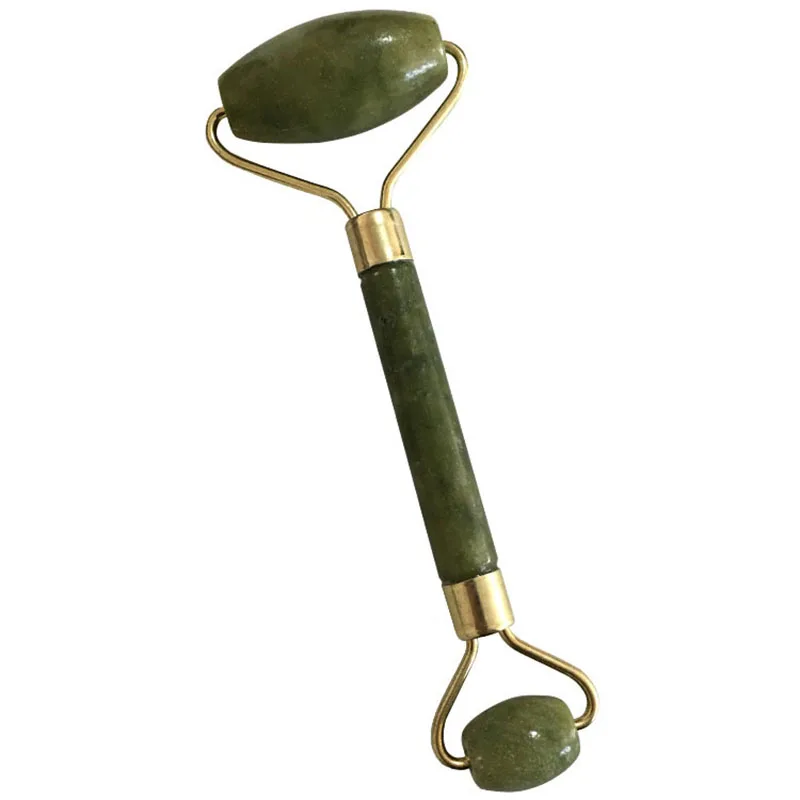 Роликовый массажер для лица с двойной головкой нефритовый похудения шеи головы