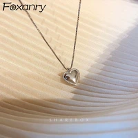 foxanry minimalist 925 stamp exquisite heart necklace charm women couples trendy elegant birthday party jewelry gift