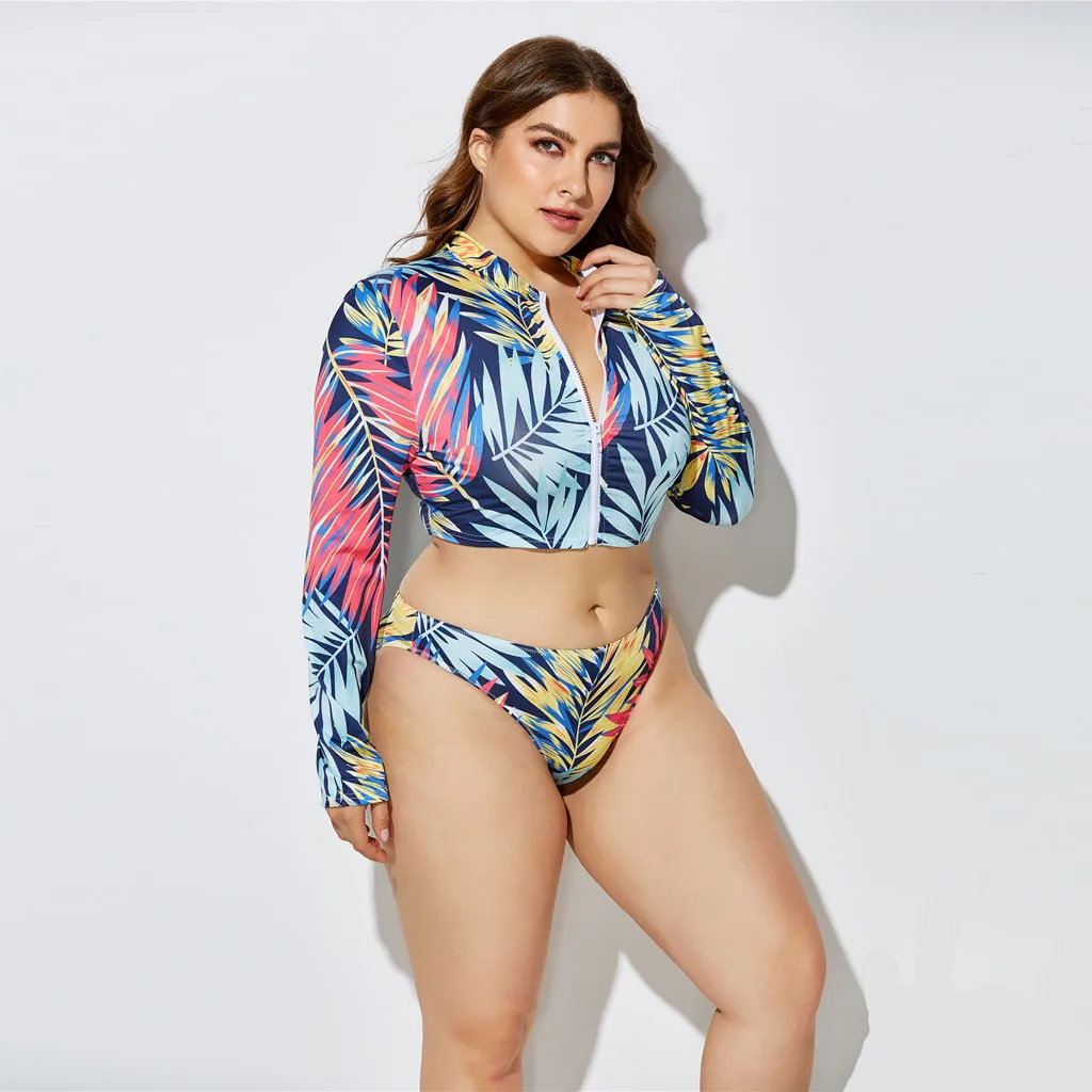 Фото women Three-Piece Set Suit long sleeve Print Split swimwear High Waist swimsuit Rash Guard Wetsuit surfing suit beachwear zipper Спорт и women Three-Piece Set Suit long sleeve Print Split swimwear High Waist swimsuit Rash Guard Wetsuit surfing suit beachwear zipper Спорт и