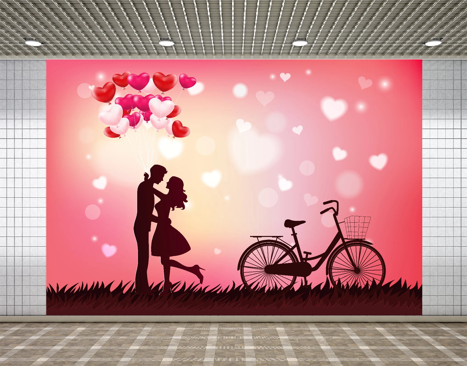 Pano de Fundo Balão de ar Fundo para Estúdio Dia dos Namorados Lyavshi Casamento Photocall Vinil Amor Coração Quente Bicicleta Fotografia Foto