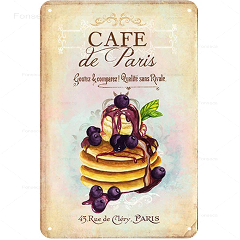 Винтажные кофейные десерты металлические знаки современная минималистичная