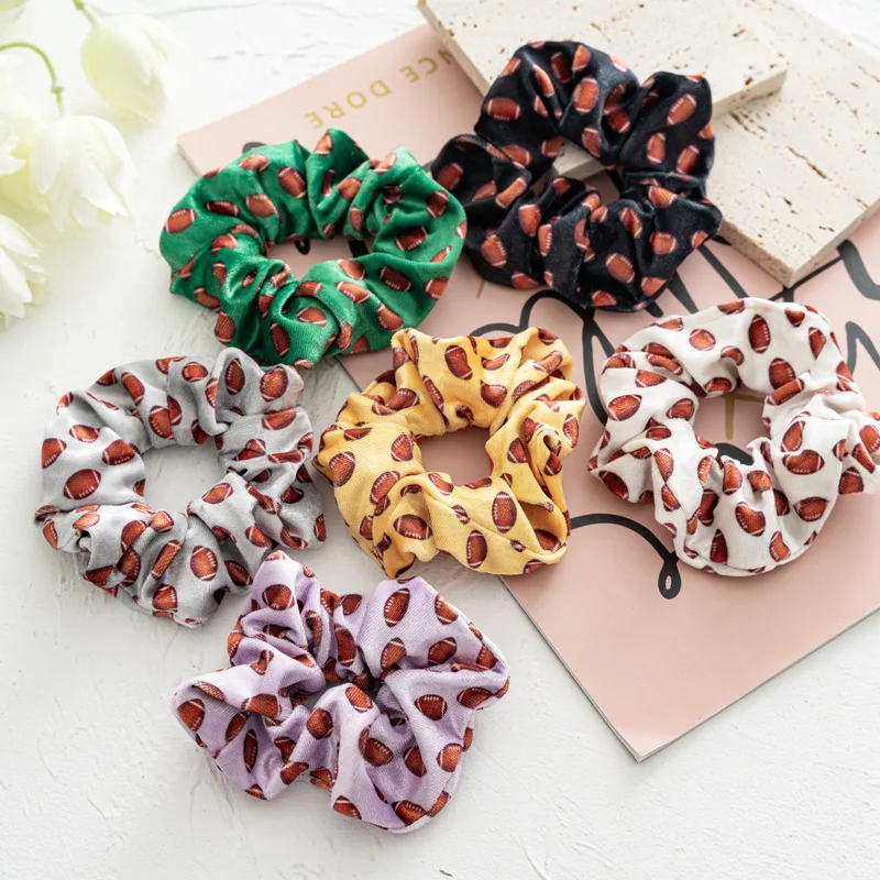

2020 winter flannel series digital printed Rugby accessories versatile elastic hair band