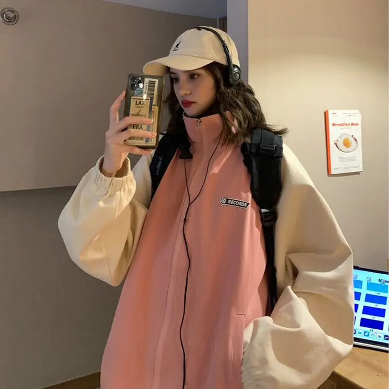 

Harajuku printed baseball jacket women's windbreaker 2021 spring autumn Korean fashion patchwork loose high street style jacket