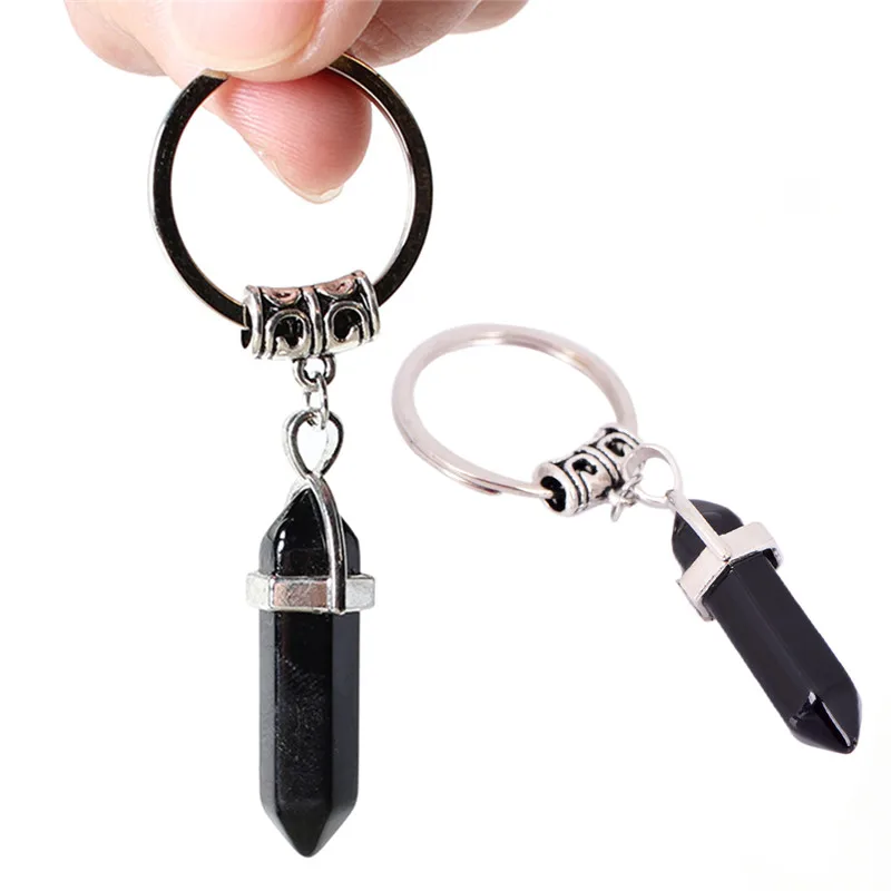 Брелоки из натурального камня шестиугольная призма точечная подвеска лазурит