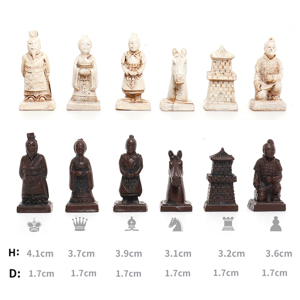Classic Chinese Terracotta Warriors Wooden Chessboard Puzzle Cartoon Characters Chess Board Game Teenager Adult Birthday Gift | Спорт и