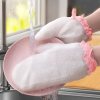 bamboo fiber dishwashing gloves scrubber dish washing kitchen scrub gloves kitchen cleaning tools 1 pair