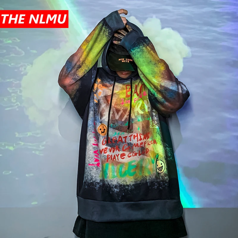 2020 креативный цветной принт толстовка с капюшоном для мужчин и женщин Harajuku Хип