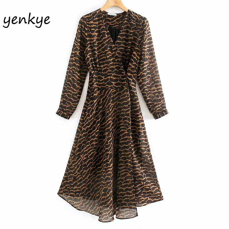 Женское винтажное длинное платье с принтом элегантное женское v-образным вырезом