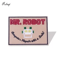 pulaqi mr robot iron on patches for clothing oops embriodered patch badges diy decor fabric accessories apparel stickers stripes