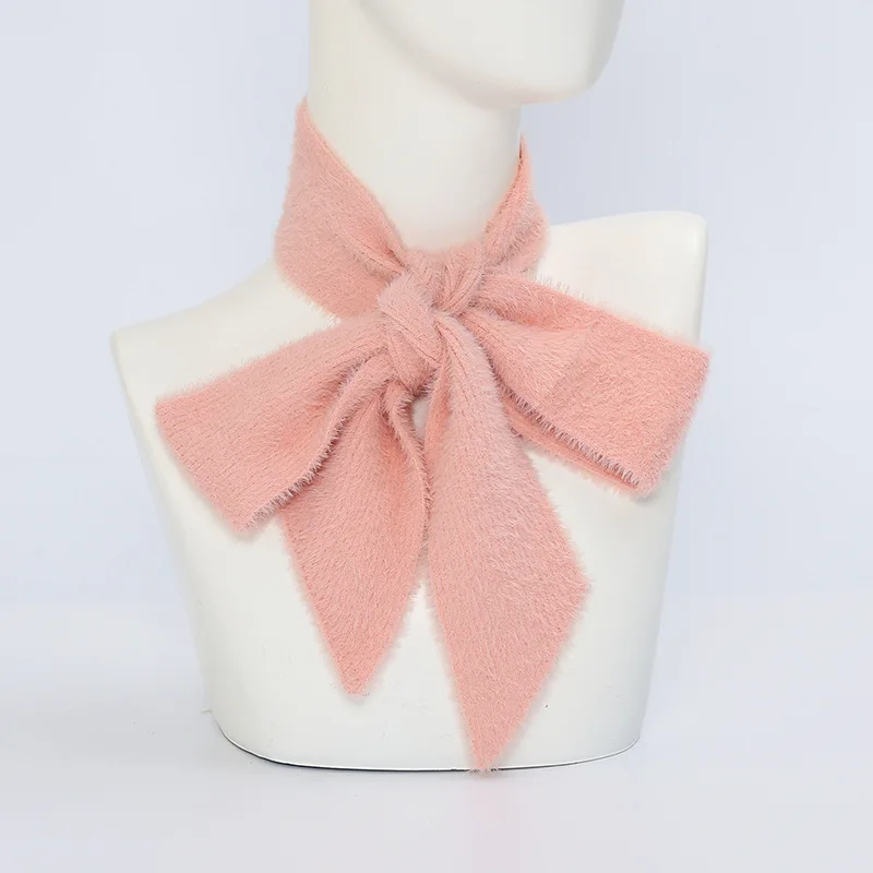 Вязаный шарф из искусственной норки и шерсти Корейская версия Однотонный