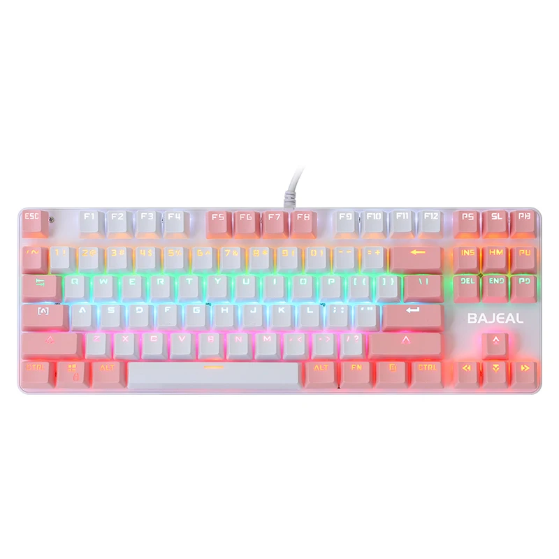 k100 mechanical keyboard two color 87 key green axis mechanical keyboard pink gaming girl keyboard abs wear resistant keycap free global shipping