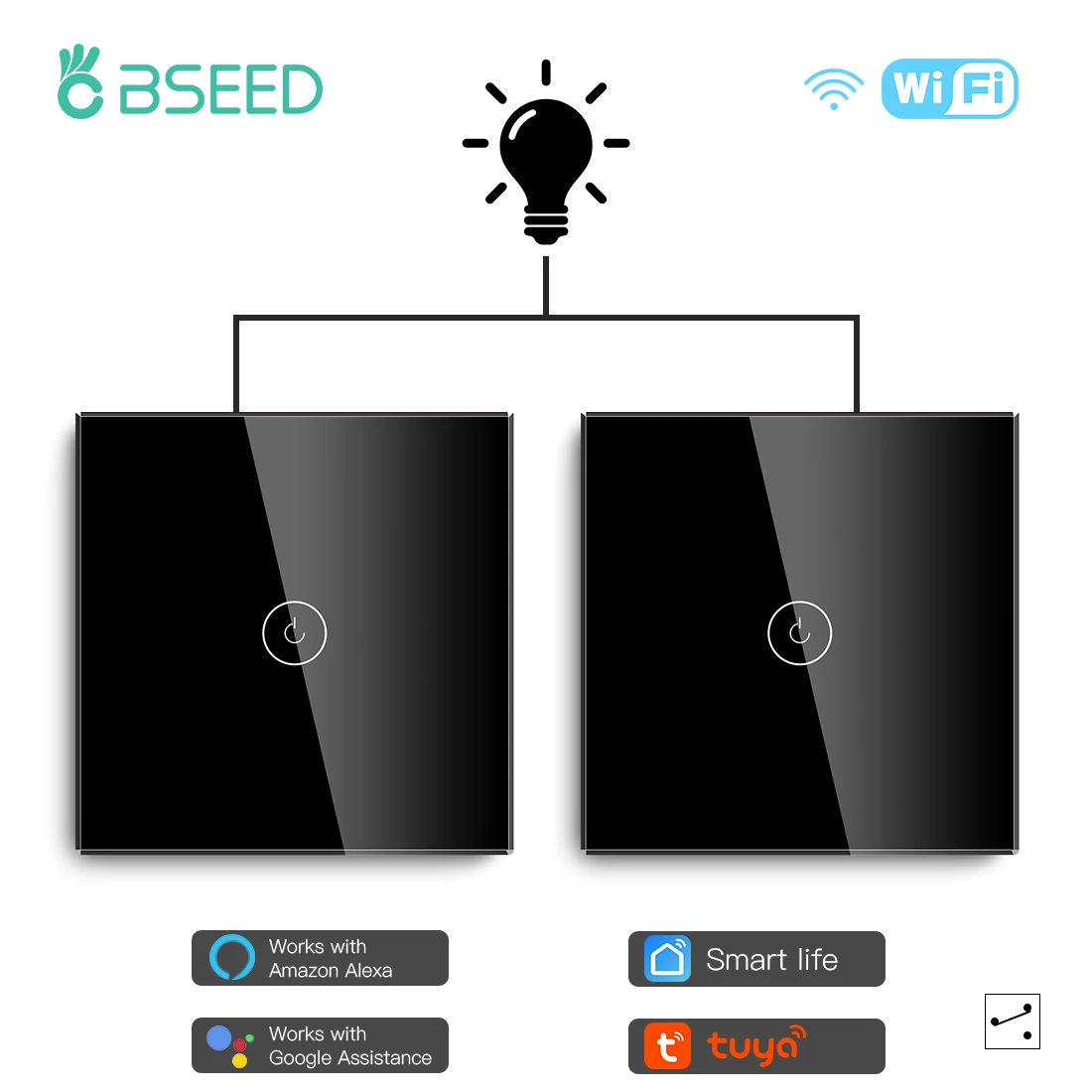BSEED 2 пачки WI FI сенсорный выключатель 1/2/3Gang 1/2/3Way Tuya светильник переключатели