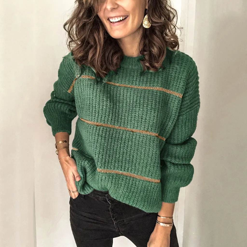 Women's Sweater Casual O-Neck Winter Solid Long Sleeve Maglione Pullovers Loose Knitted Jacket poleras mujer D18 | Женская одежда