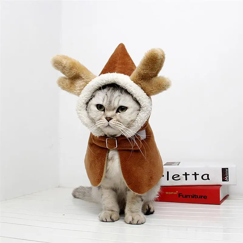 Милый Карнавальный костюм для домашних животных зимняя теплая накидка с