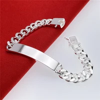 925 sterling silver bracelet 10mm smooth sideways for men women trinket for wedding engagement party fashion jewelry