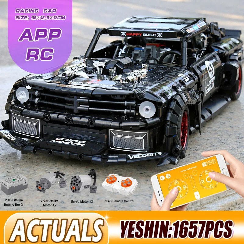 2021 Электрический гоночный автомобиль MOC RC Fords Mustangs Hoonicorns RTR V2 модель строительных