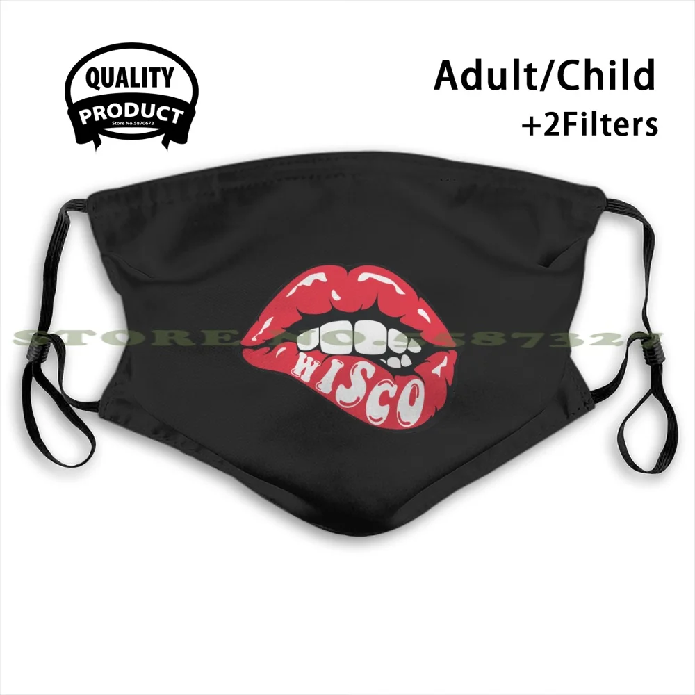 Маска для лица Wisco Lips взрослых и детей маска из штат Висконсин США колледжа