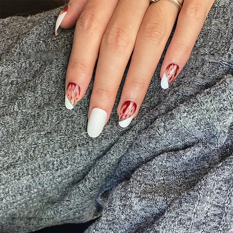 24 шт. декоративные съемные искусственные ногти в форме капли крови|Накладные