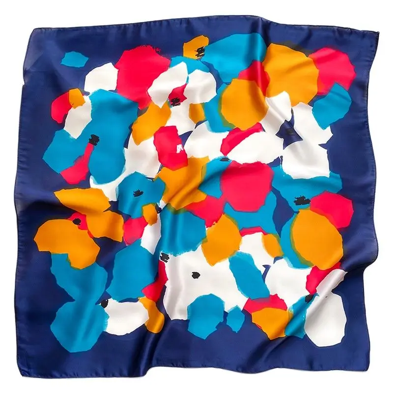 

Fashion Luxury Brand Square Silk Scarf Kids Abstract Painting Animal Silk Shawls and Wraps Bag Scarves Hair Tie Bandanas 70*70Cm