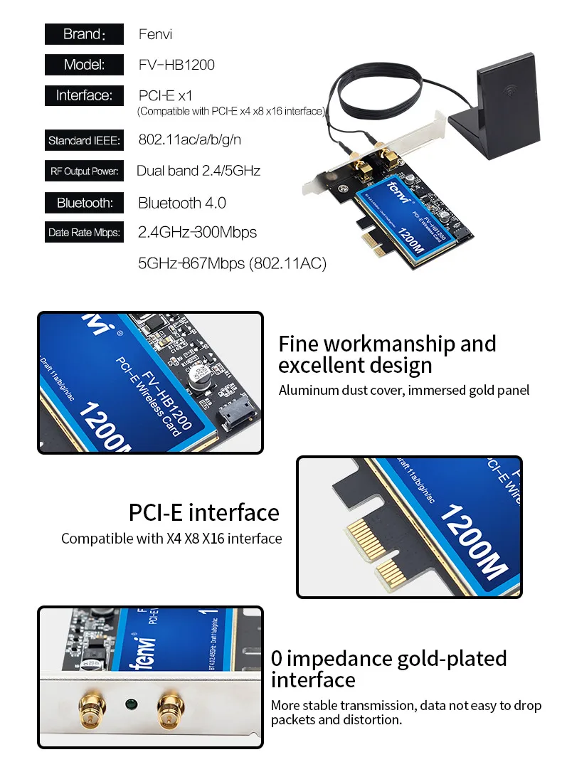 1200 Мбит/с Broadcom BCM94360CS2 Настольный PCI беспроводной адаптер WLAN Wi-Fi карта с BT4.0 802.11ac 2,4 г/5 ГГц для Hackintosh рабочего стола