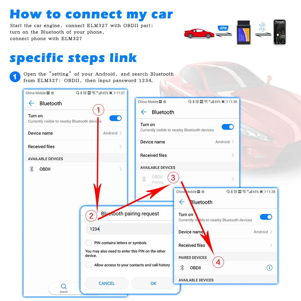 Автомобильный диагностический сканер V1.5 ELM 327 OBD2 Bluetooth PIC18F25K80 для Android OBDII