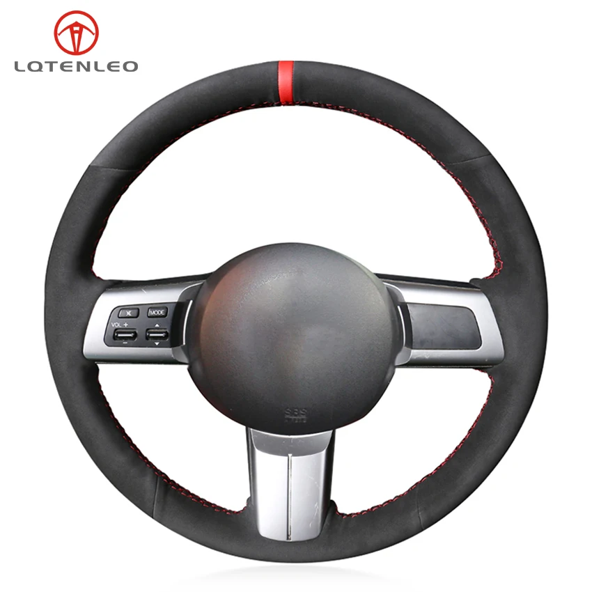 

LQTENLEO Black Suede Hand Sewing Car Steering Wheel Cover For Mazda MX-5 (Miata) 2006-2014 RX-8 2008-2013 CX-7 2006-2009