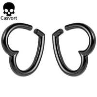 casvort 2pcs 6mm ear weight 316l stainless steel heart ear hangers gauges piercing tunnels earrings for women body jewelry 00g