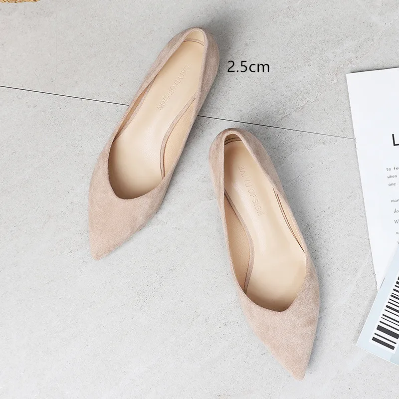 beige2.5cm Женские туфли на высоком каблуке; коллекция года; Летние босоножки; черные женские туфли на каблуке; босоножки из флока с острым носком на каблуке; женские туфли-лодочки - Цвет: beige2.5cm