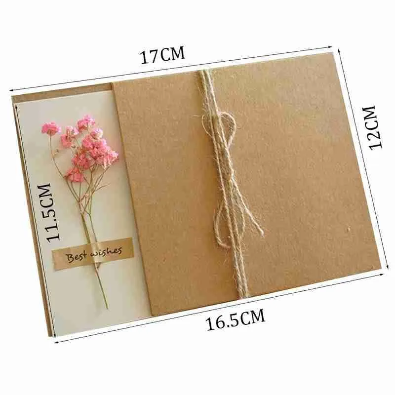 

1pc Retro DIY Kraft Paper Invitation Greeting Card Wedding Envelopes Envelope Invitation Party With Dried Flower Handmade E3Q2