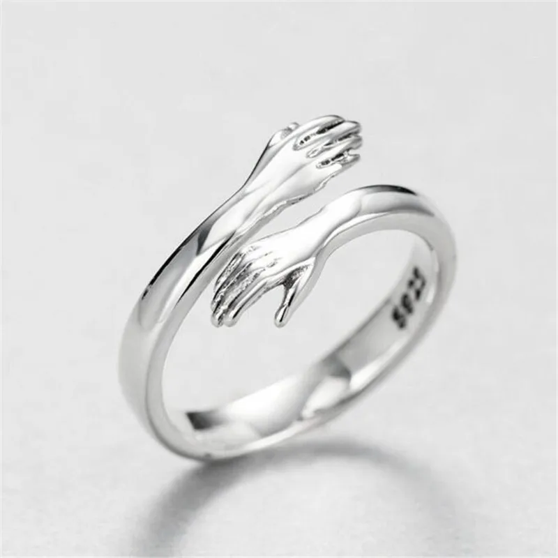

Creative Love Hug Silver Color Ring Fashion Lady Open Ring Jewelry Gifts for Lovers