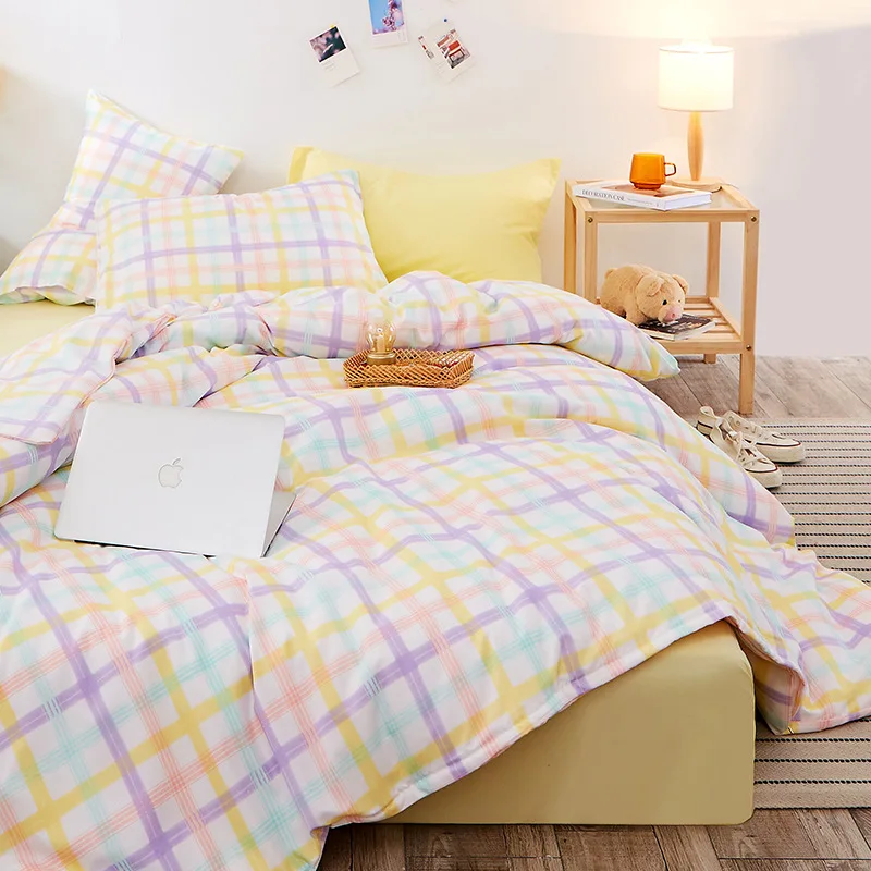 

1314 Solid Color Washing Cotton Wool Grinder Package 4-piece Korean Mixed Simple Sheet 4-piece Set Bedding Set