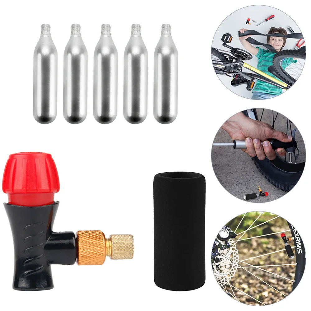 

1 Set Bike Inflator Kit 10pcs Co2 Cartridges Co2 inflator and Insulate Sleeve