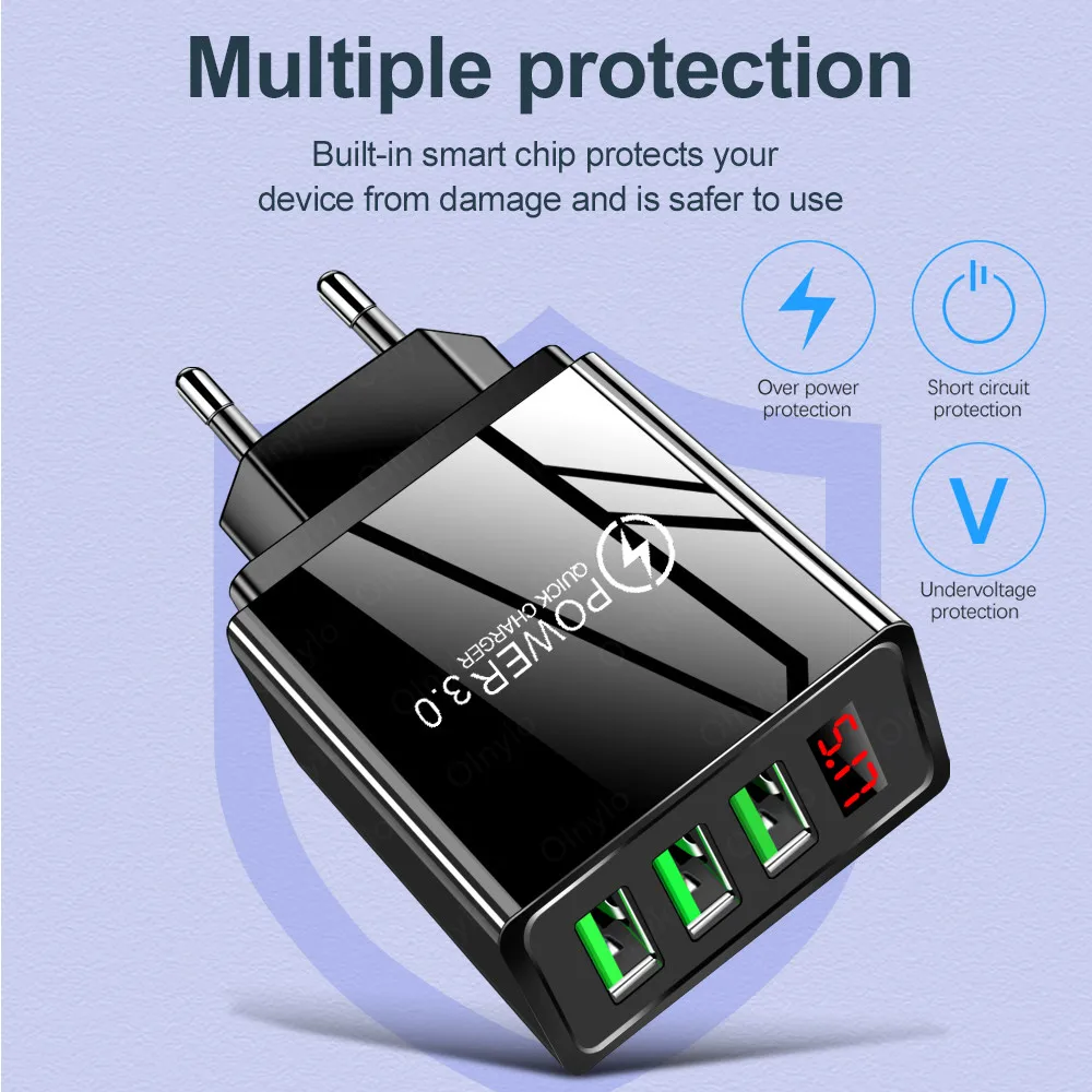 Olnylo Быстрая зарядка 3 0 USB зарядное устройство для iPhone 11 7 Samsung Huawei Xiaomi 5V 3A цифровой