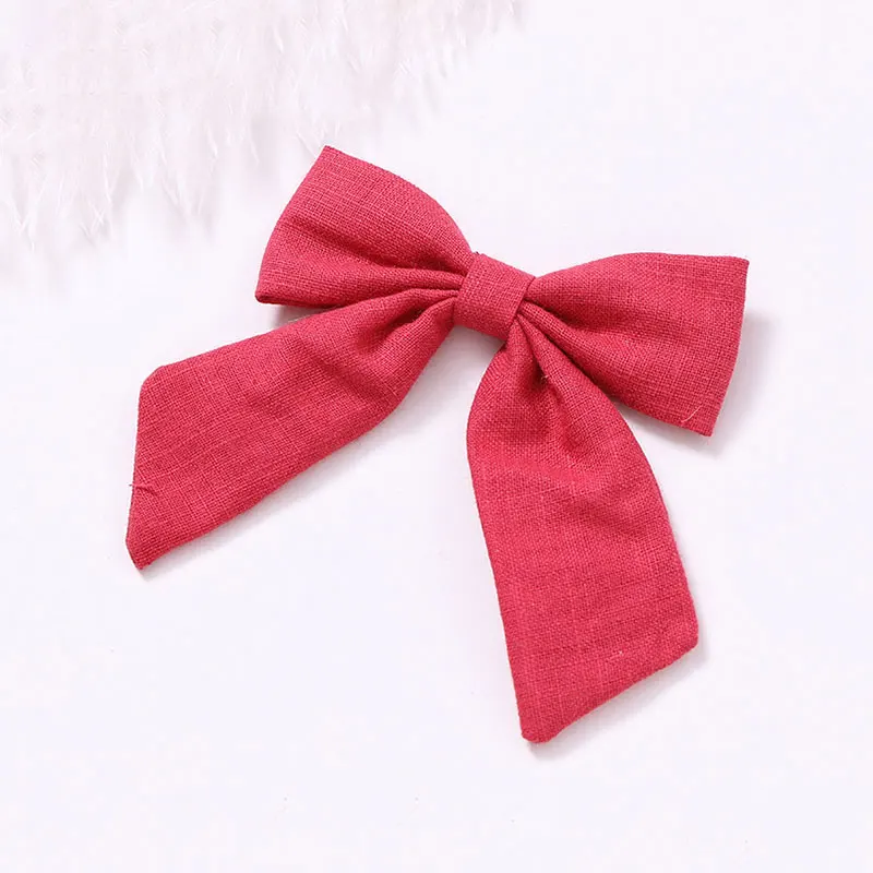 Детские аксессуары для волос одноцветные заколки из хлопка и льна с узелком