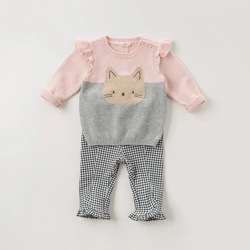 DBM11129 dave bella/осенние модные клетчатые штаны для маленьких девочек детские длинные