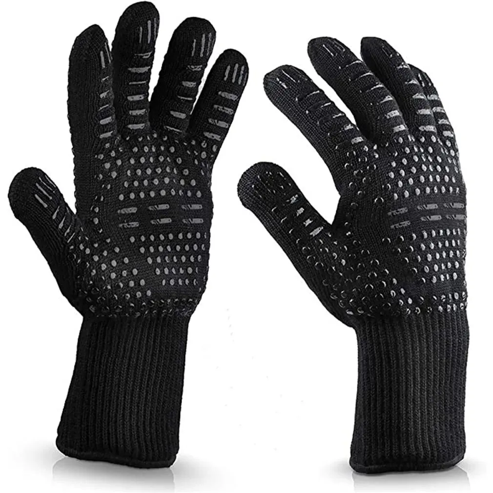 

Перчатки с защитой от высоких температур, 800 градусов, перчатки для микроволновой печи, кухни, барбекю, перчатки с защитой от ожогов и теплои...