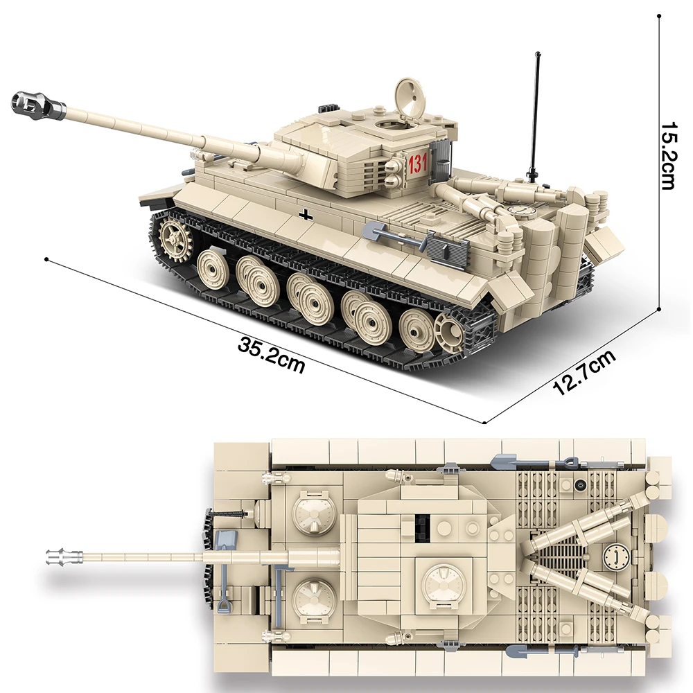 

World War 2 Tank German Military Tiger 131 Tank Army Soldier Minifigs Weapons Gun Building Blocks Bricks Toys For Children Gift