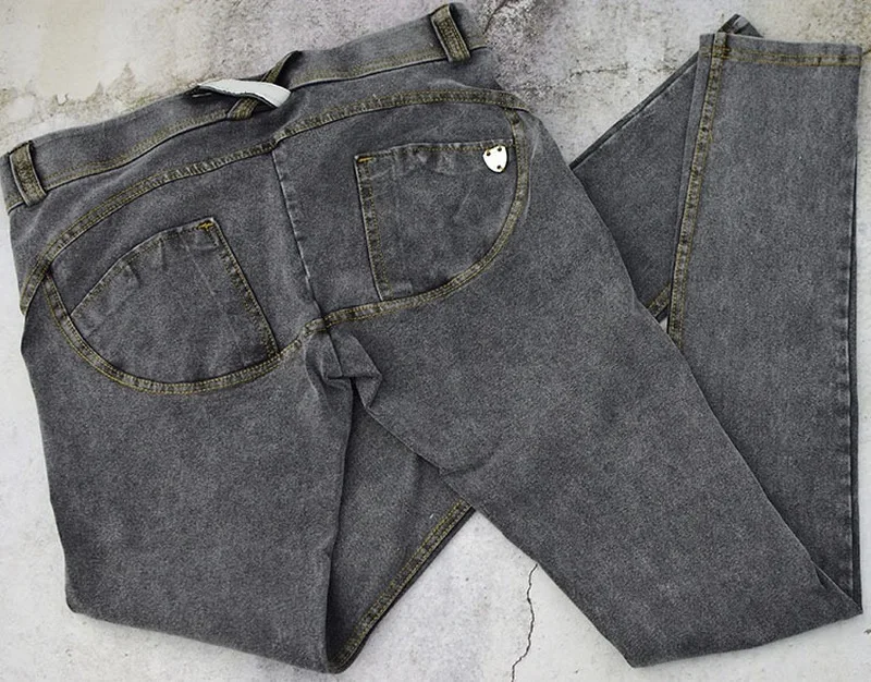 

Peach Hip Jeans Pants Fitness Up To The Same Paragraph Snow Gray Super Elastic Comfortable Low Waist Denim Trousers Light Low