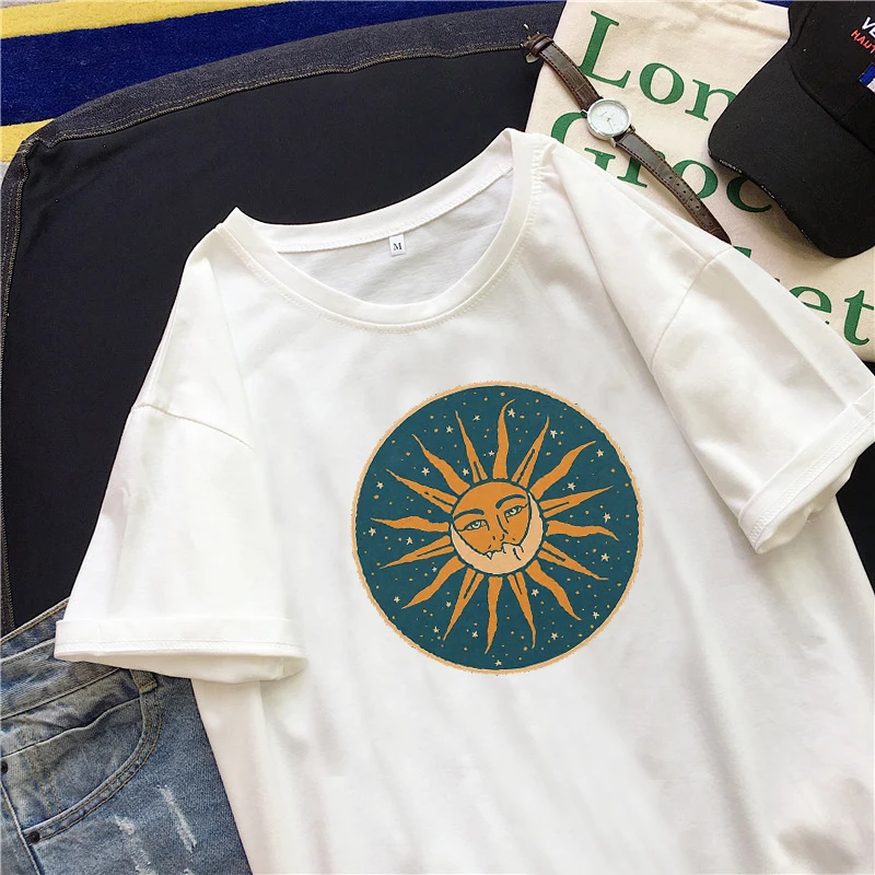 

2020 Women casual Harajuku fashion t-shirt feather print loose o-neck short sleeve elastic stretched summer home new Tee Shirt