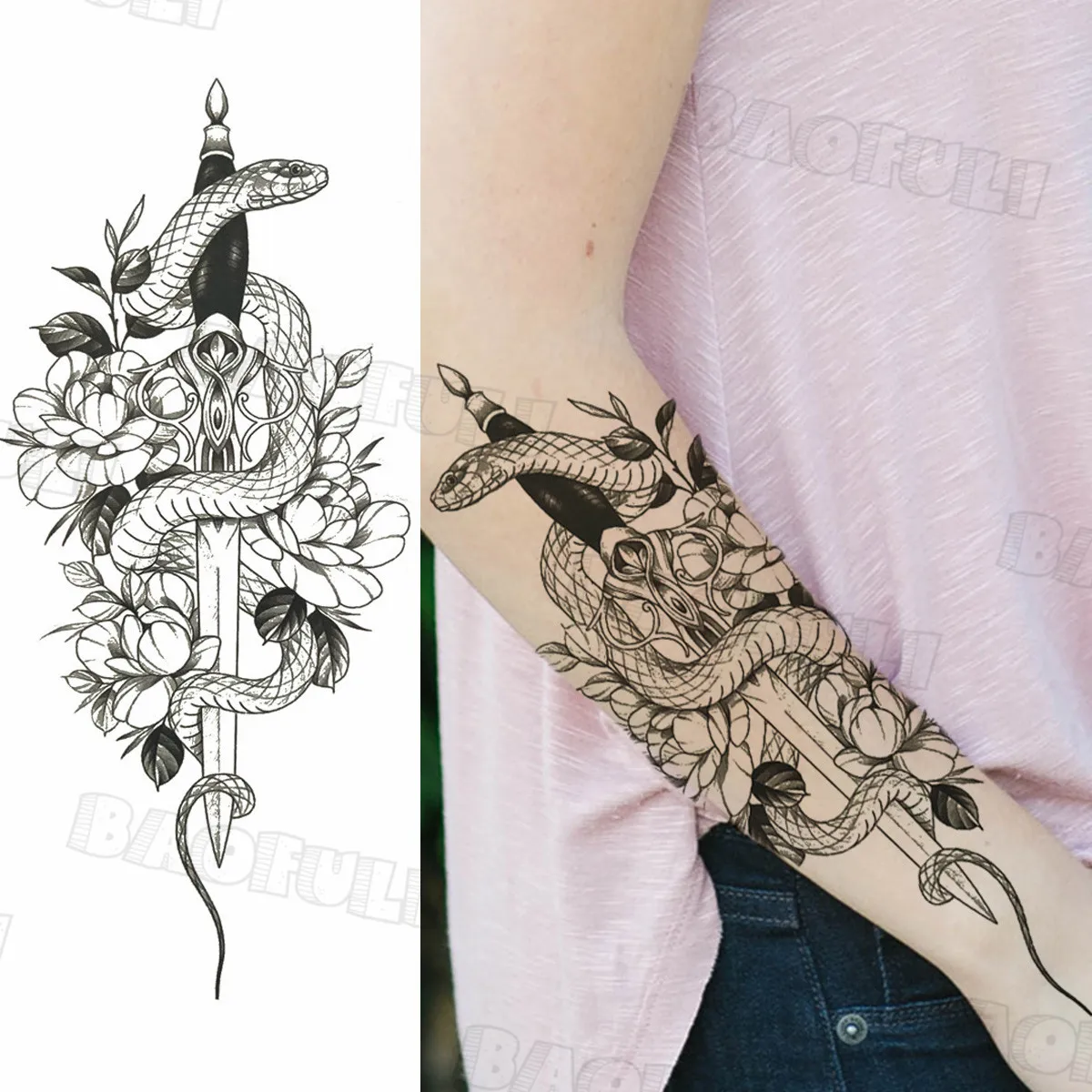 Реалистичные Птица с рисунком кота и цветочным принтом временные татуировки для