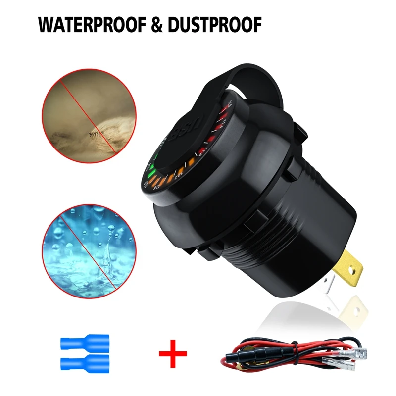 

QC 3.0 Dual USB Car Charger Fast Charger with Voltage Display Voltmeter for 12V Car Boat Motorcycle Car Charger Socket