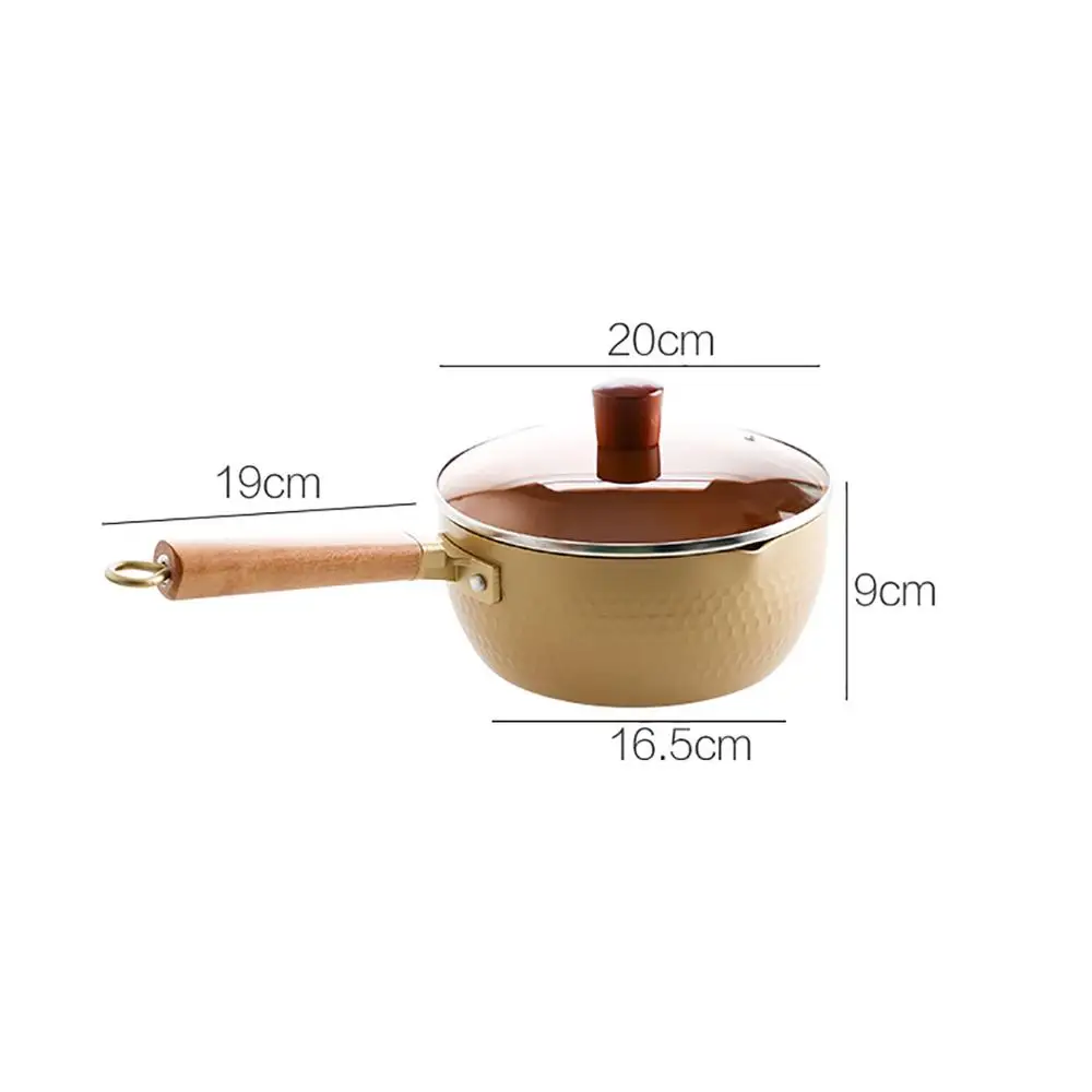 20 см Алюминий сплав молочный горшок с деревянной ручкой + Стекло крышками