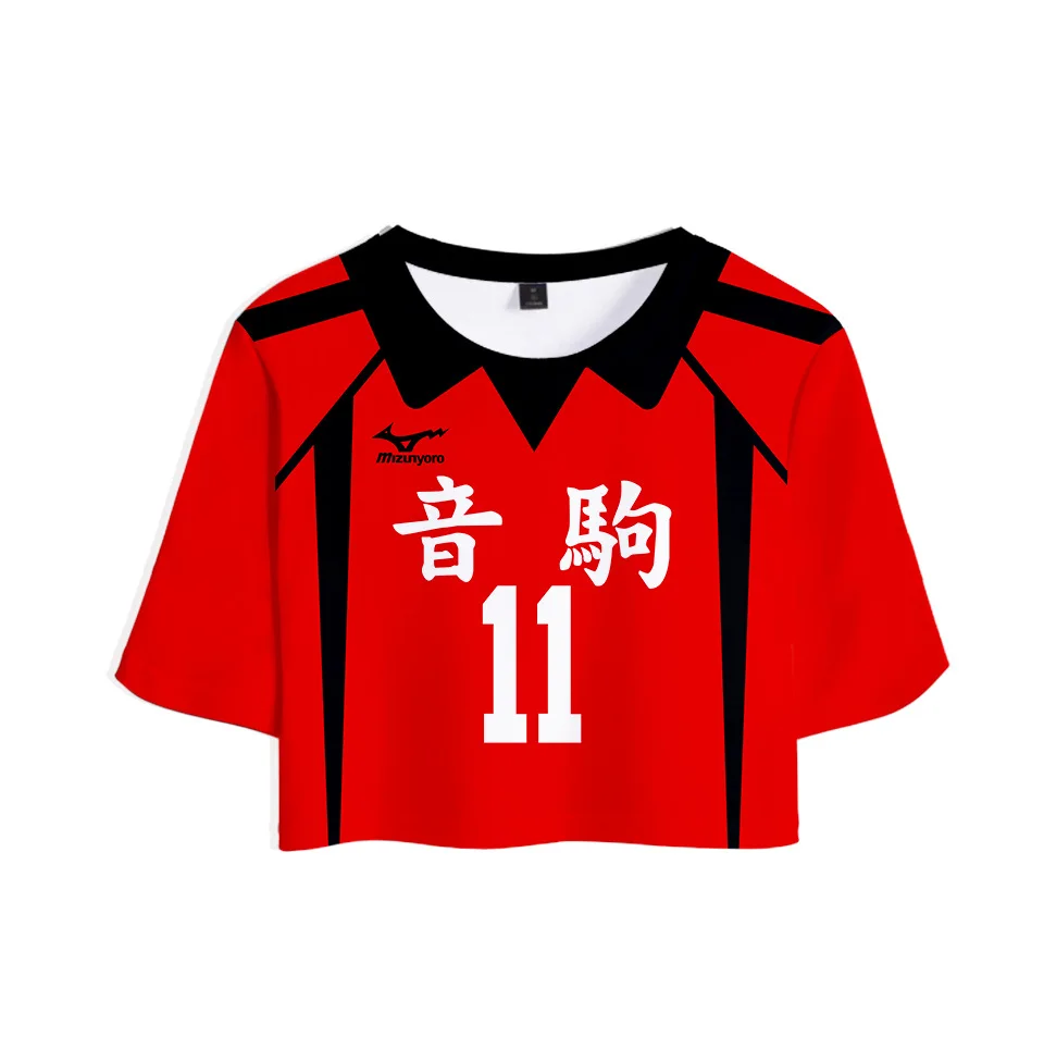 Женская футболка с круглым вырезом принтом Аниме Haikyuu Nekoma Повседневная короткими