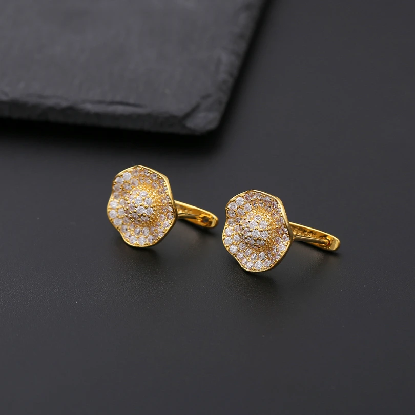 Серьги для помолвки вечерние женщин золотые серьги-кольца с фианитами в стиле