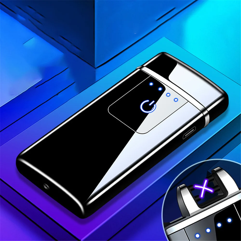 2021 двойной дуги электрическая зажигалка с подключением к USB светодиодный Экран